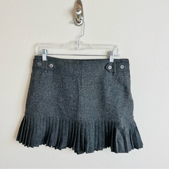 GAP Grey Wool Pleated Button Drop Waist Detail Side Zip Skirt - Picture 1 of 13